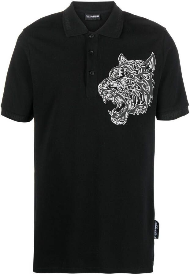 Plein Sport Poloshirt met tijgerprint Zwart