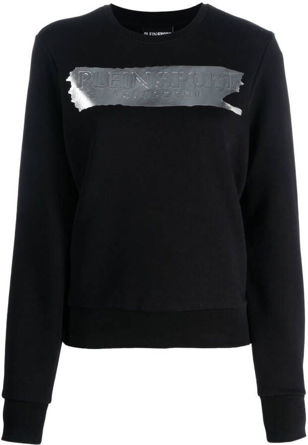 Plein Sport Sweater met metallic logo Zwart
