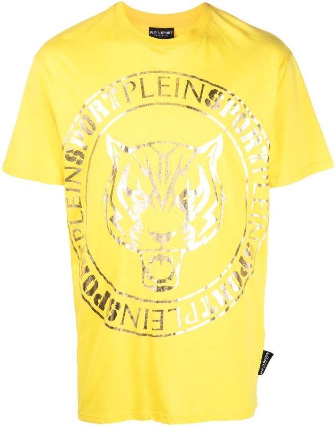 Plein Sport T-shirt met logoprint Geel