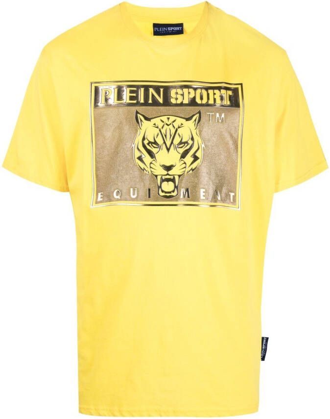 Plein Sport T-shirt met logoprint Geel