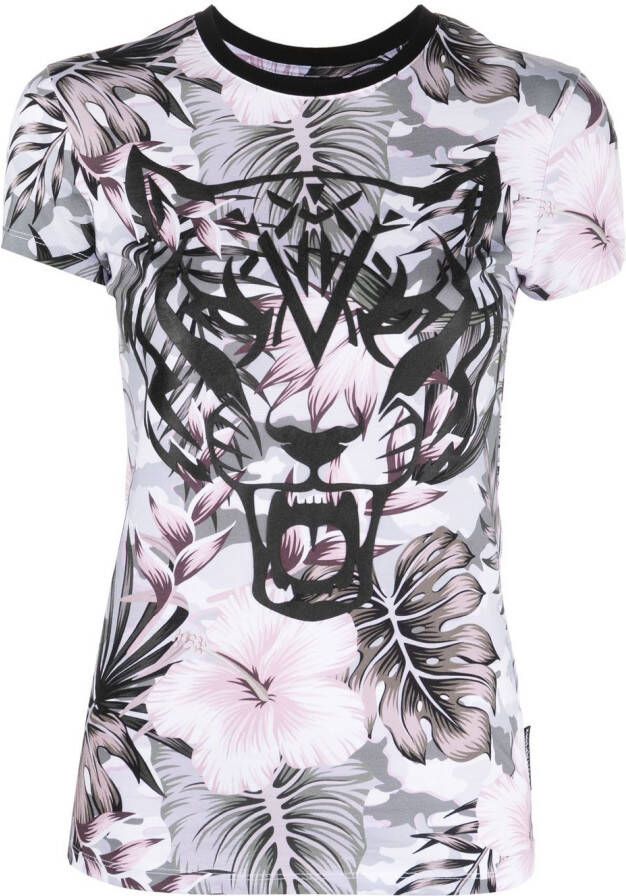 Plein Sport T-shirt met tijgerprint Wit