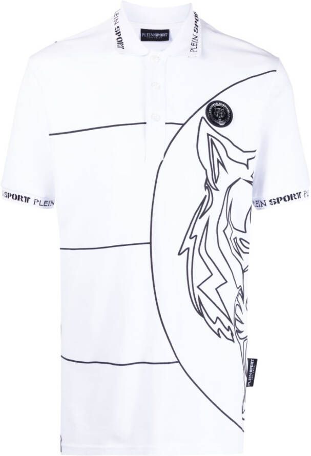 Plein Sport Poloshirt met tijgerprint Wit