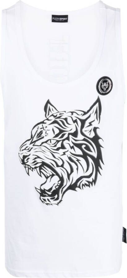 Plein Sport Tanktop met tijgerprint Wit