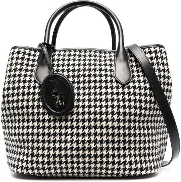 Polo Ralph Lauren Bellport shopper met pied-de-poule print Zwart