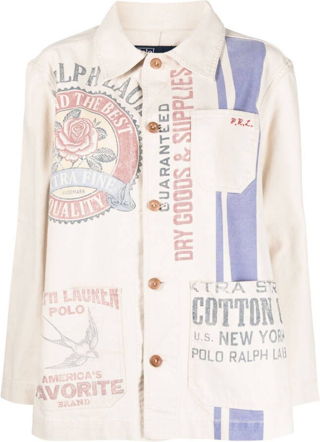 Polo Ralph Lauren Shirtjack met logoprint Beige