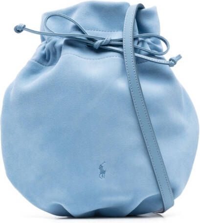 Polo Ralph Lauren Leren bucket-tas Blauw