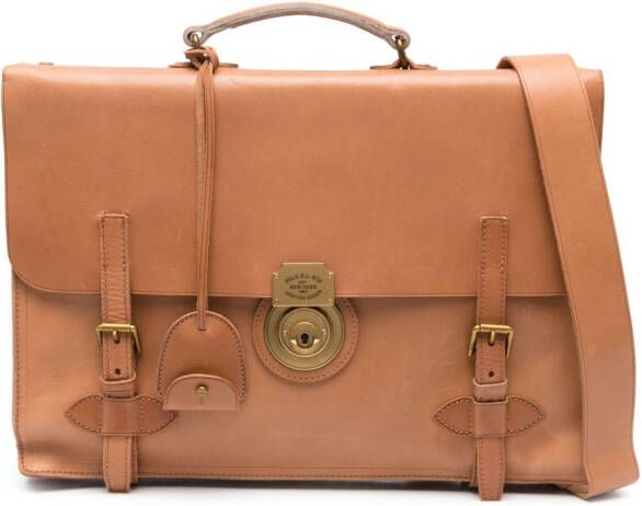 Polo Ralph Lauren Aktetas met gegraveerd logo Bruin