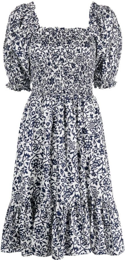 Polo Ralph Lauren Midi-jurk met bloemenprint Blauw