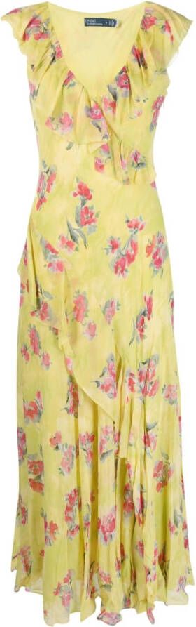 Polo Ralph Lauren Maxi-jurk met bloemenprint Geel