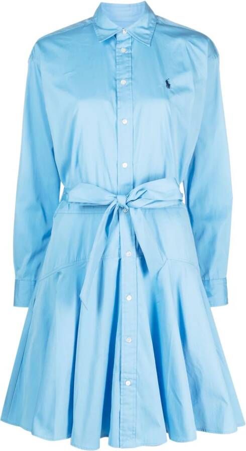 Polo Ralph Lauren Gestreepte mini-blousejurk Blauw