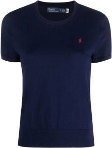Polo Ralph Lauren logo-embroidered knitted T-shirt Blauw