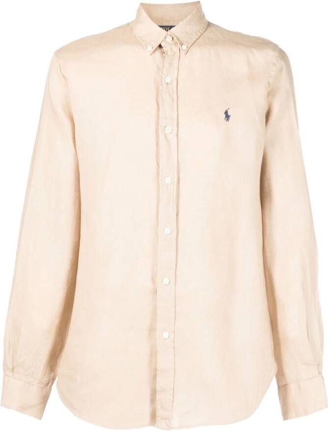 Polo Ralph Lauren Overhemd met geborduurd logo Beige