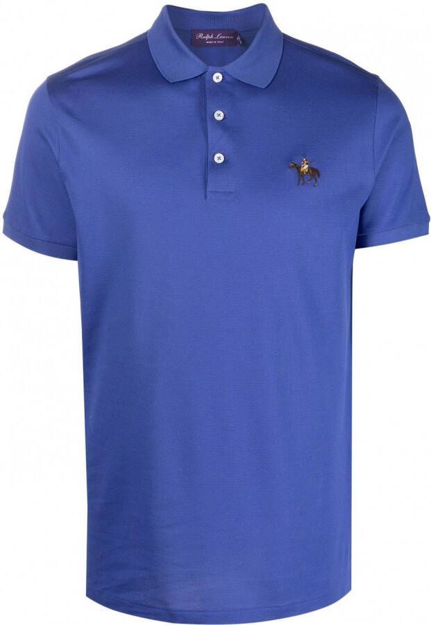 Ralph Lauren Purple Label Poloshirt met geborduurd logo Blauw