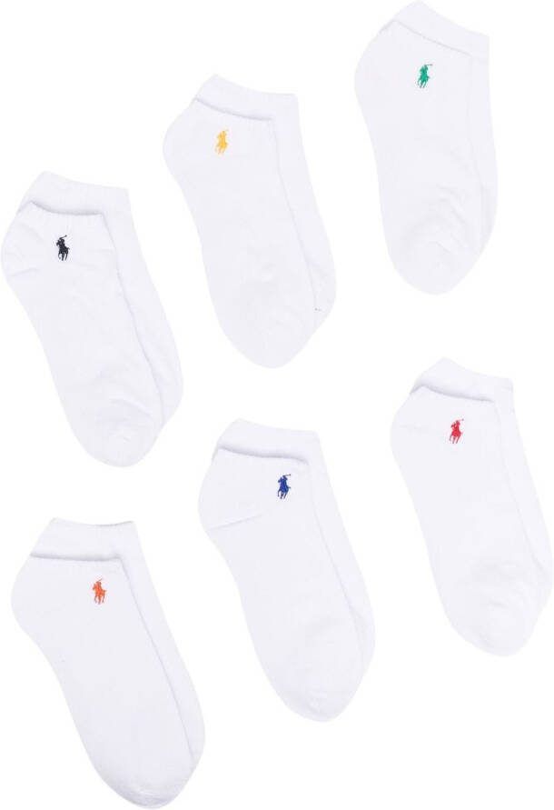 Polo Ralph Lauren Set van 6 sokken met geborduurd logo Wit
