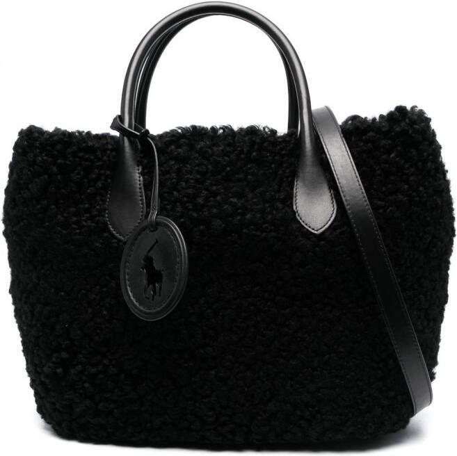 Polo Ralph Lauren Shopper met lammy afwerking Zwart