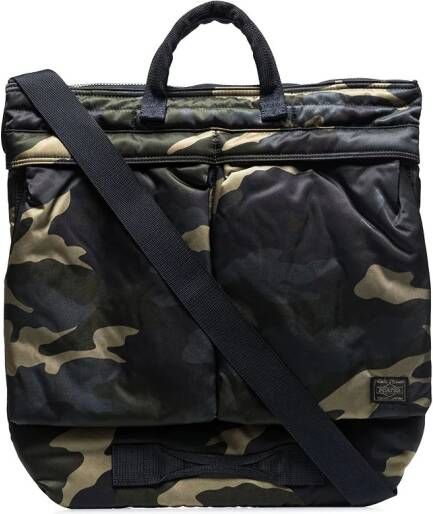 Porter-Yoshida & Co. Helmet shopper met camouflageprint Groen