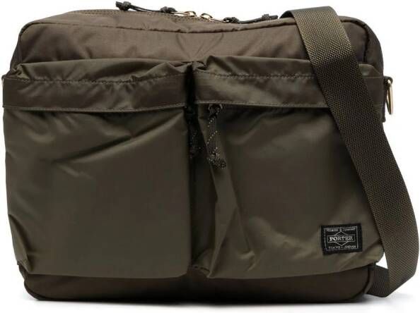 Porter-Yoshida & Co. Schoudertas met logopatch Groen