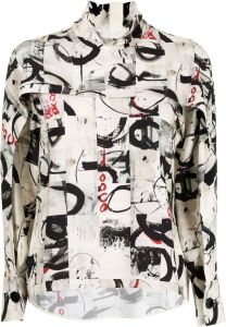 Ports 1961 Blouse met abstracte print Wit