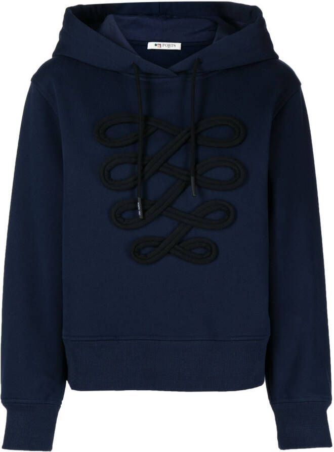 Ports 1961 Hoodie met patchdetail Blauw