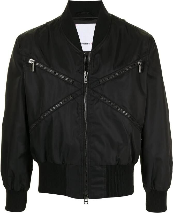 Ports V Bomberjack met rits unisex nylon M Zwart