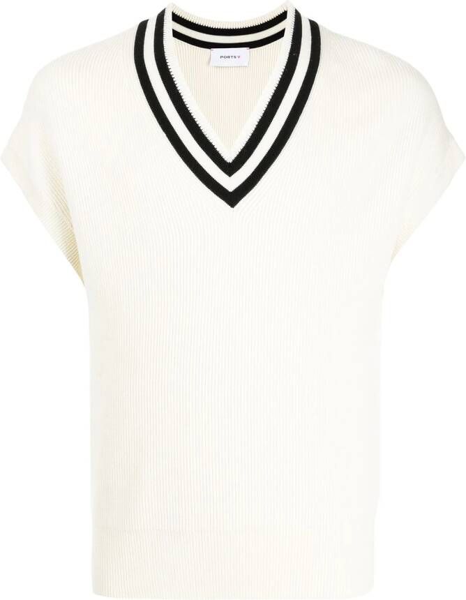 Ports V Gestreept gilet Wit