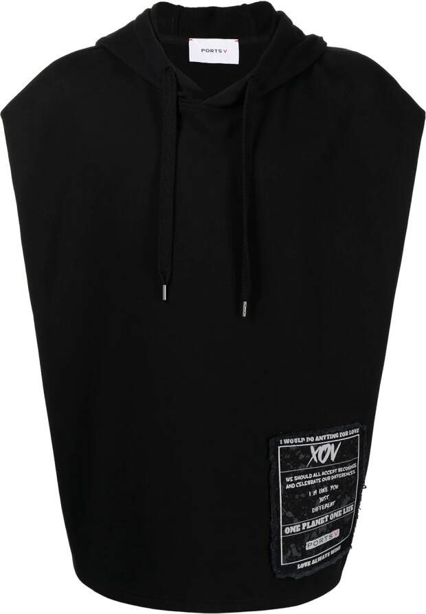 Ports V Hoodie met logopatch Zwart