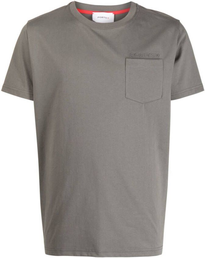 Ports V T-shirt met opgestikte zak Grijs