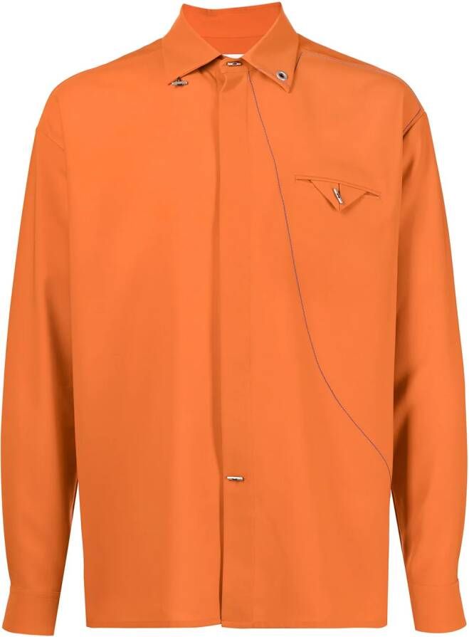 Ports V Shirt met contrasterend stiksel Oranje