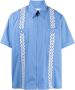 Ports V Shirt met geometrische band Blauw - Thumbnail 1