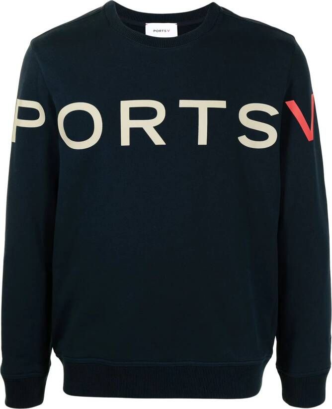Ports V Sweater met logoprint Blauw