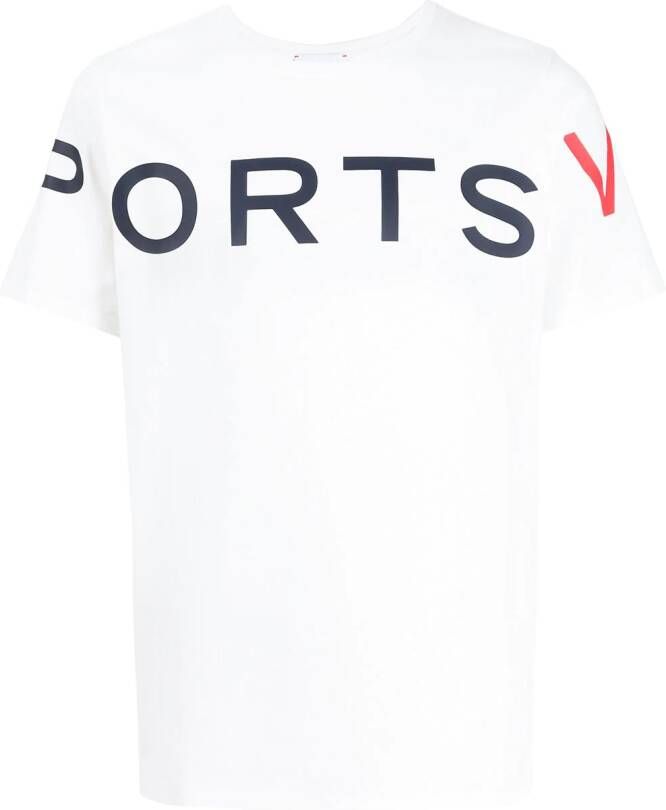 Ports V T-shirt met logoprint Wit