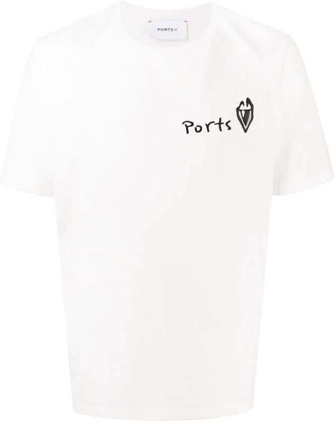 Ports V T-shirt met logoprint Wit