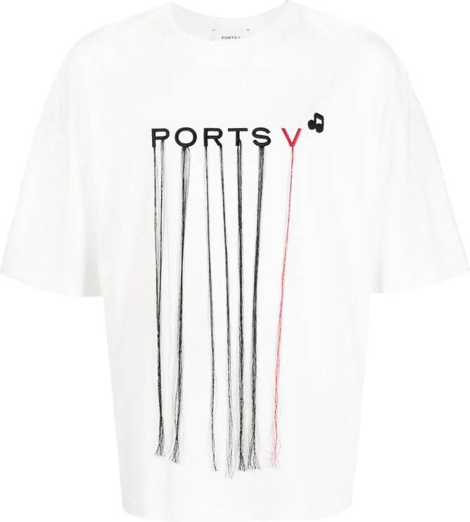 Ports V T-shirt met logoprint Wit
