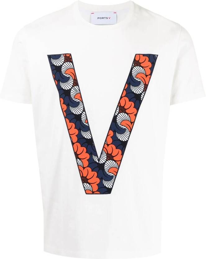 Ports V T-shirt met monogram print Wit