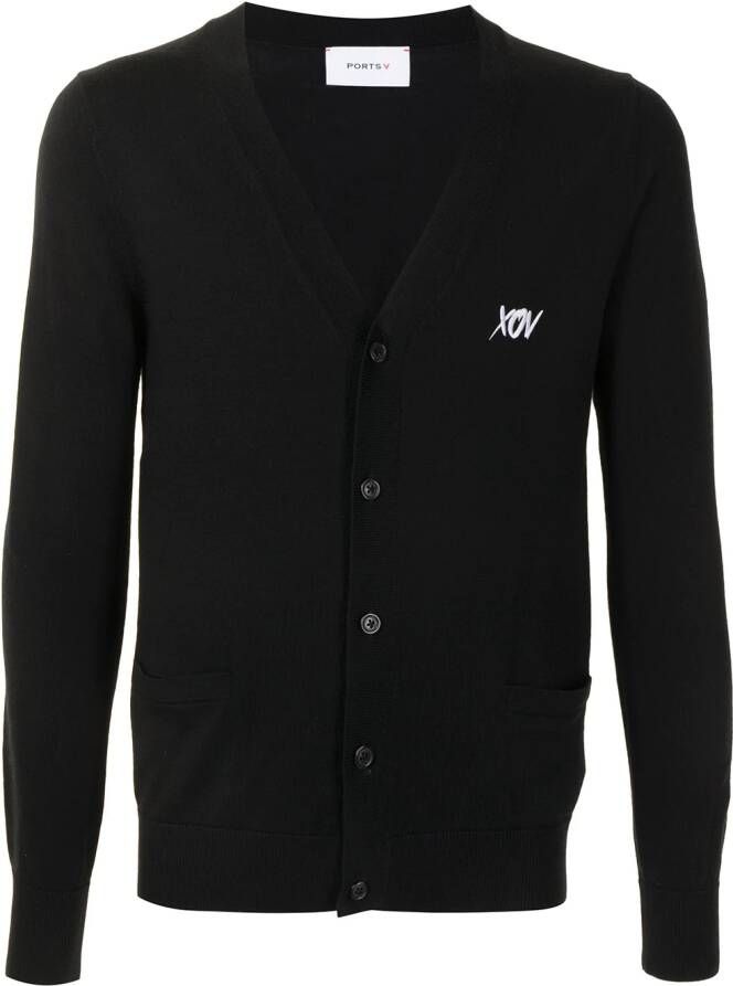 Ports V Vest met logoprint Zwart