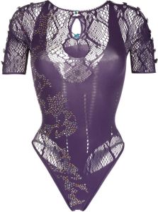 POSTER GIRL crystal-embellished lace body Paars