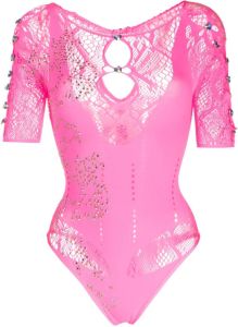 POSTER GIRL crystal-embellished lace body Roze