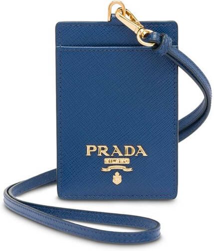 Prada Badge houder van Saffiano leer Blauw