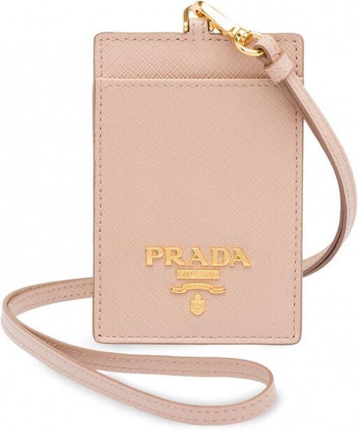 Prada Badge houder van Saffiano leer Roze