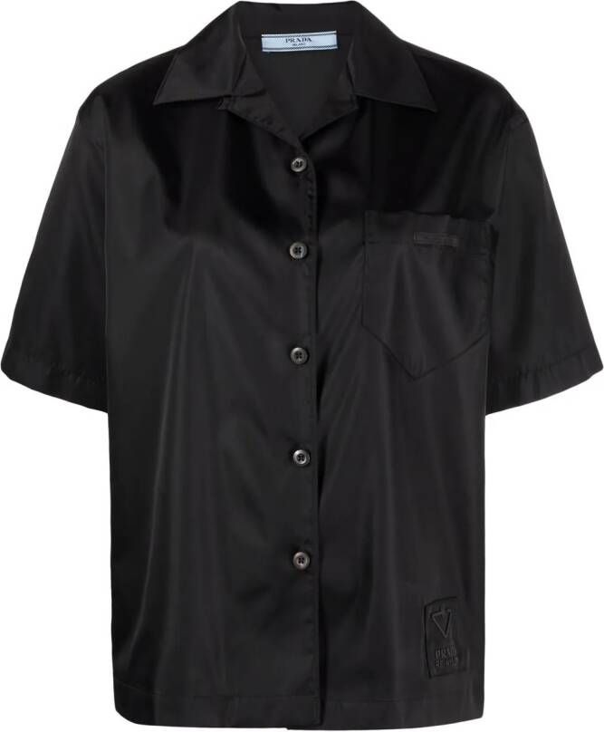 Prada Blouse met logopatch Zwart