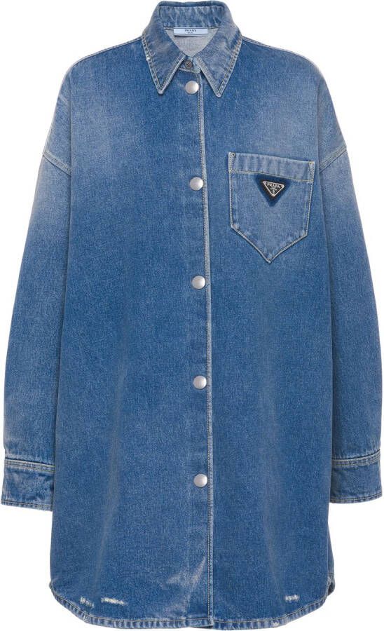 Prada Blouse met logo Blauw