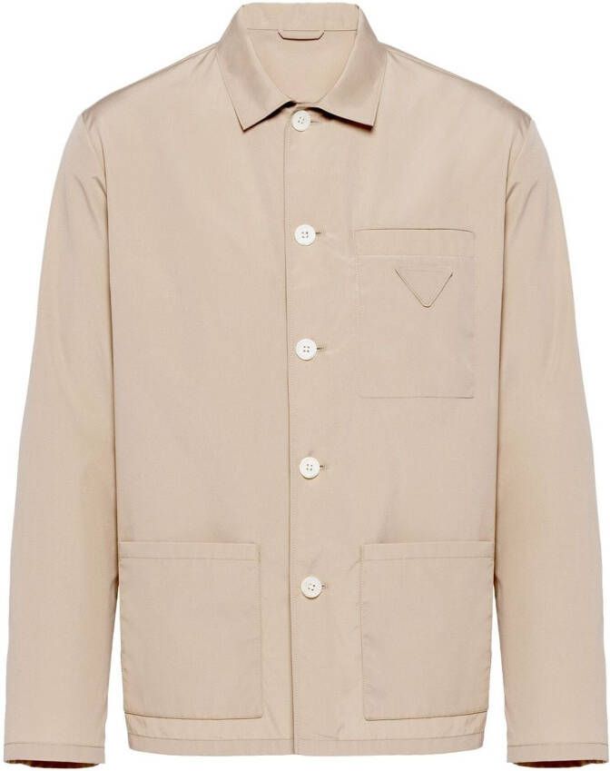 Prada Shirtjack met enkele rij knopen Beige