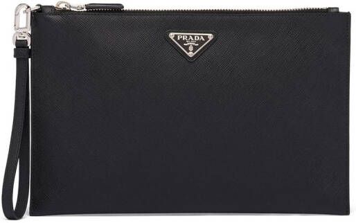Prada Clutch met logoplakkaat Zwart