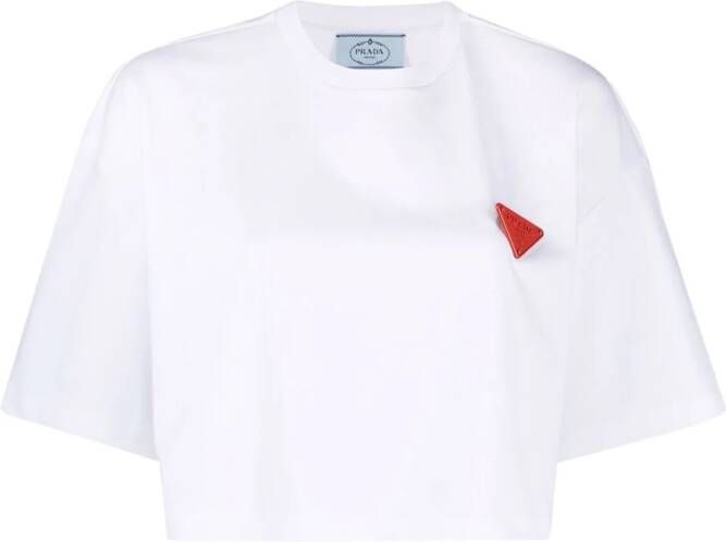 Prada Cropped T-shirt Wit