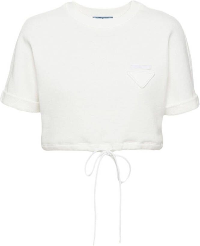 Prada Cropped fleece T-shirt Wit