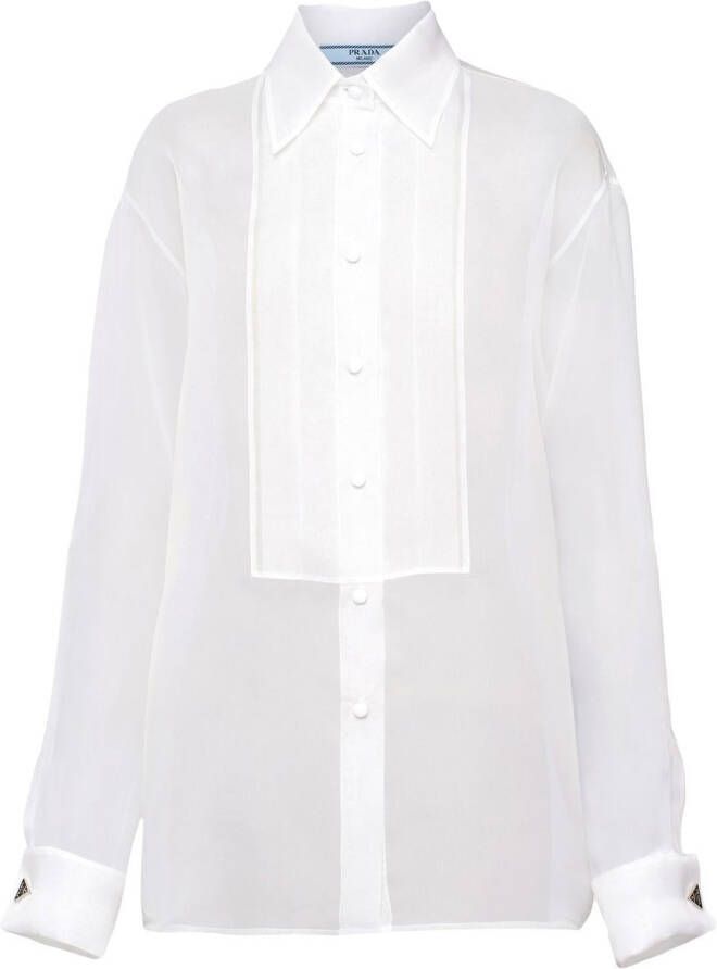 Prada Doorzichtige blouse Wit