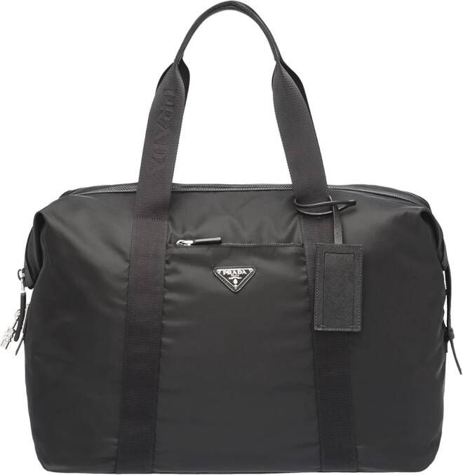 Prada Duffeltas van recycled nylon Zwart