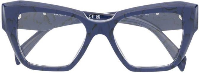Prada Eyewear Bril met logoplakkaat Blauw