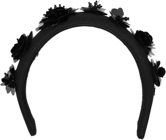 Prada Haarband verfraaid met bloemen Zwart