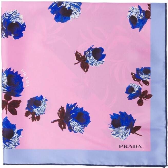 Prada Sjaal met bloemenprint Roze